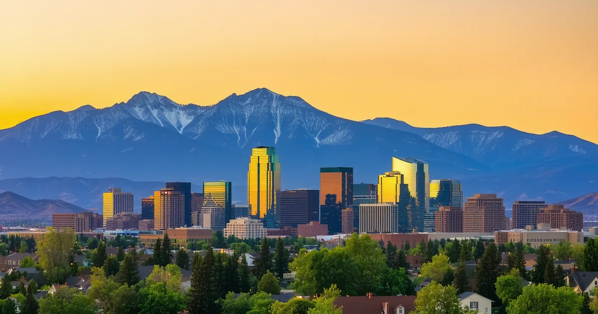 Denver skyline at dusk with data pipeline diagram overlay representing a bootstrapped data infrastructure company
